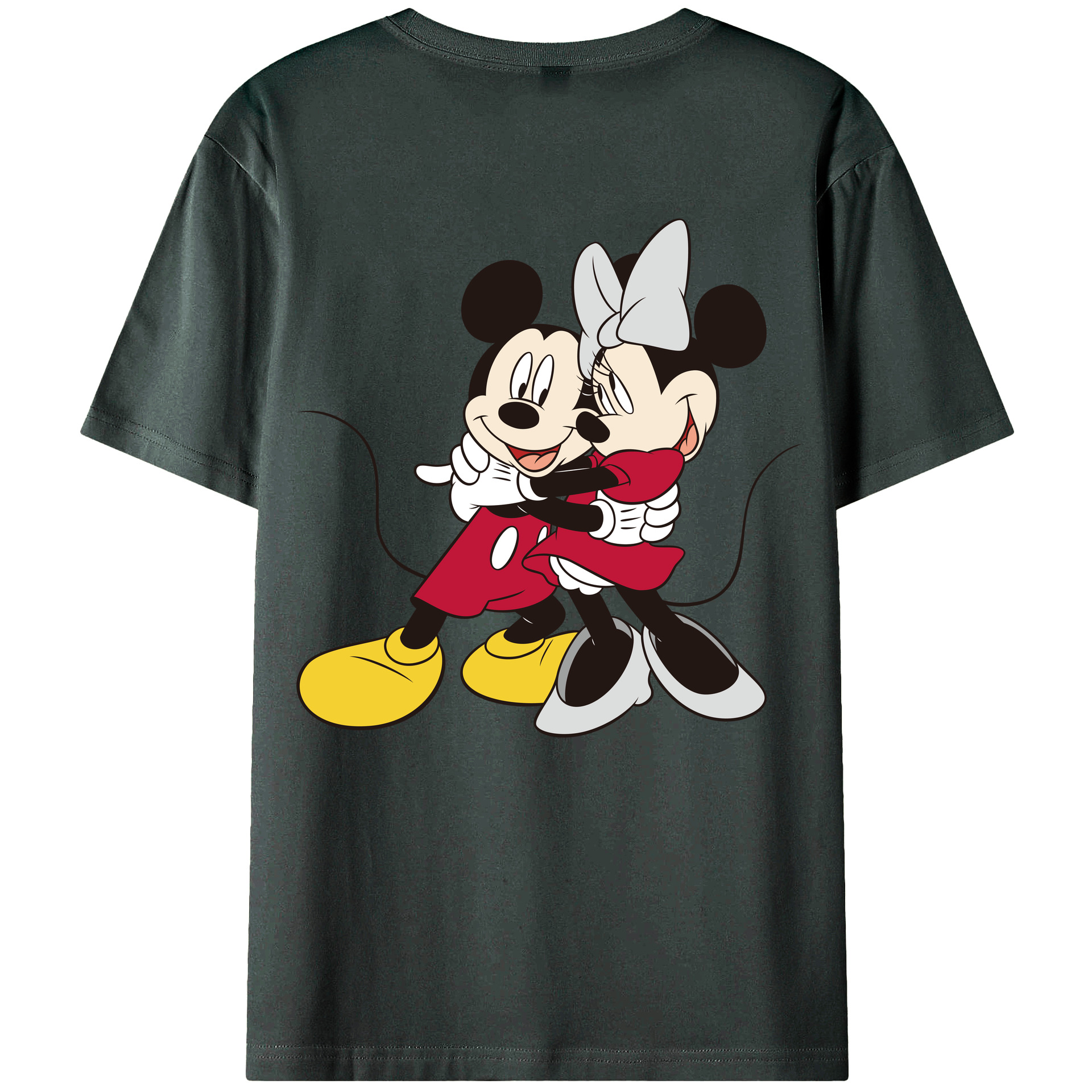 ミッキーマウス Mickey Mouse 綿100％ メンズ半袖Tシャツ（バックプリント） 通気性